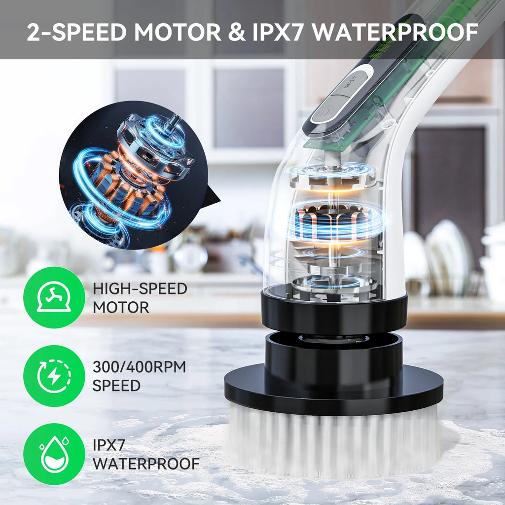 Cordless Power Scrubber – Electric Spin Cleaner (7 Heads)